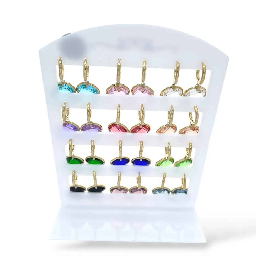 Cerchio  con Zirconia-12Paia Orecchini in Acciaio - OPA-103-AA5413EA