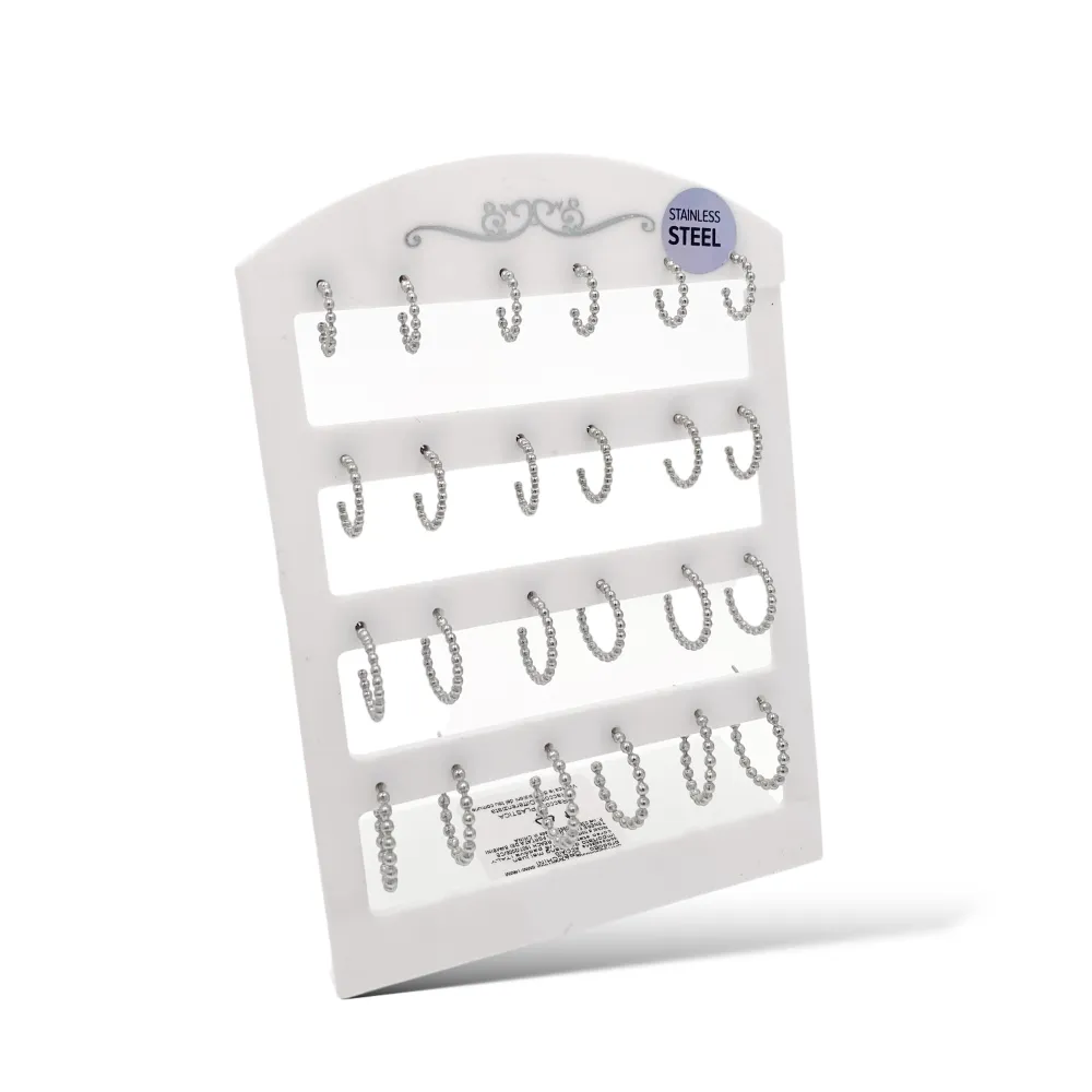 Cerchio Scalare Pallina 8-10-12-14mm-12Paia Orecchini in Acciaio - OPA-103-AA696E 8-10-12-14mm