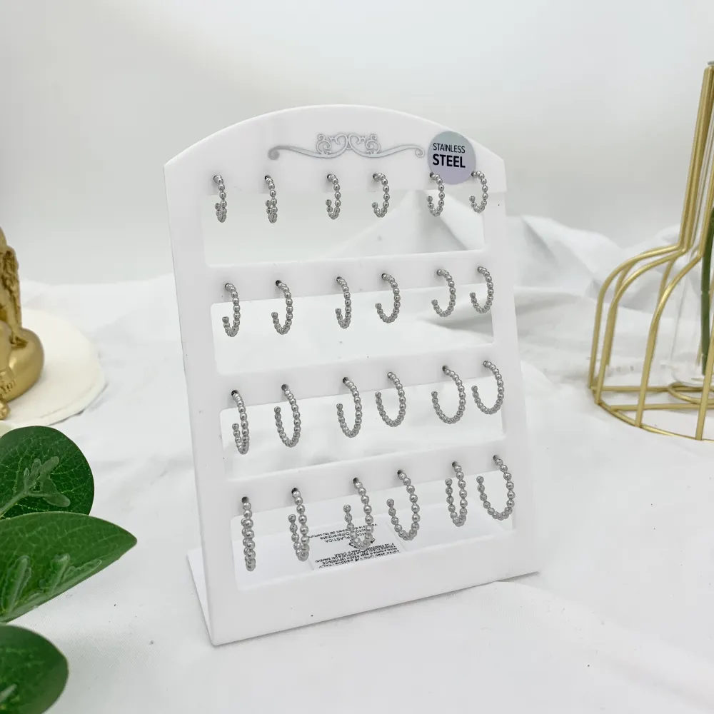 Cerchio Scalare Pallina 8-10-12-14mm-12Paia Orecchini in Acciaio - OPA-103-AA696E 8-10-12-14mm