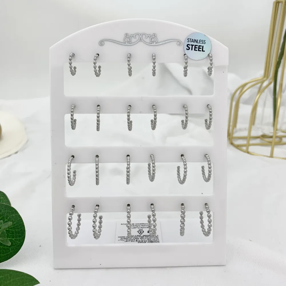 Cerchio Scalare Pallina 8-10-12-14mm-12Paia Orecchini in Acciaio - OPA-103-AA696E 8-10-12-14mm