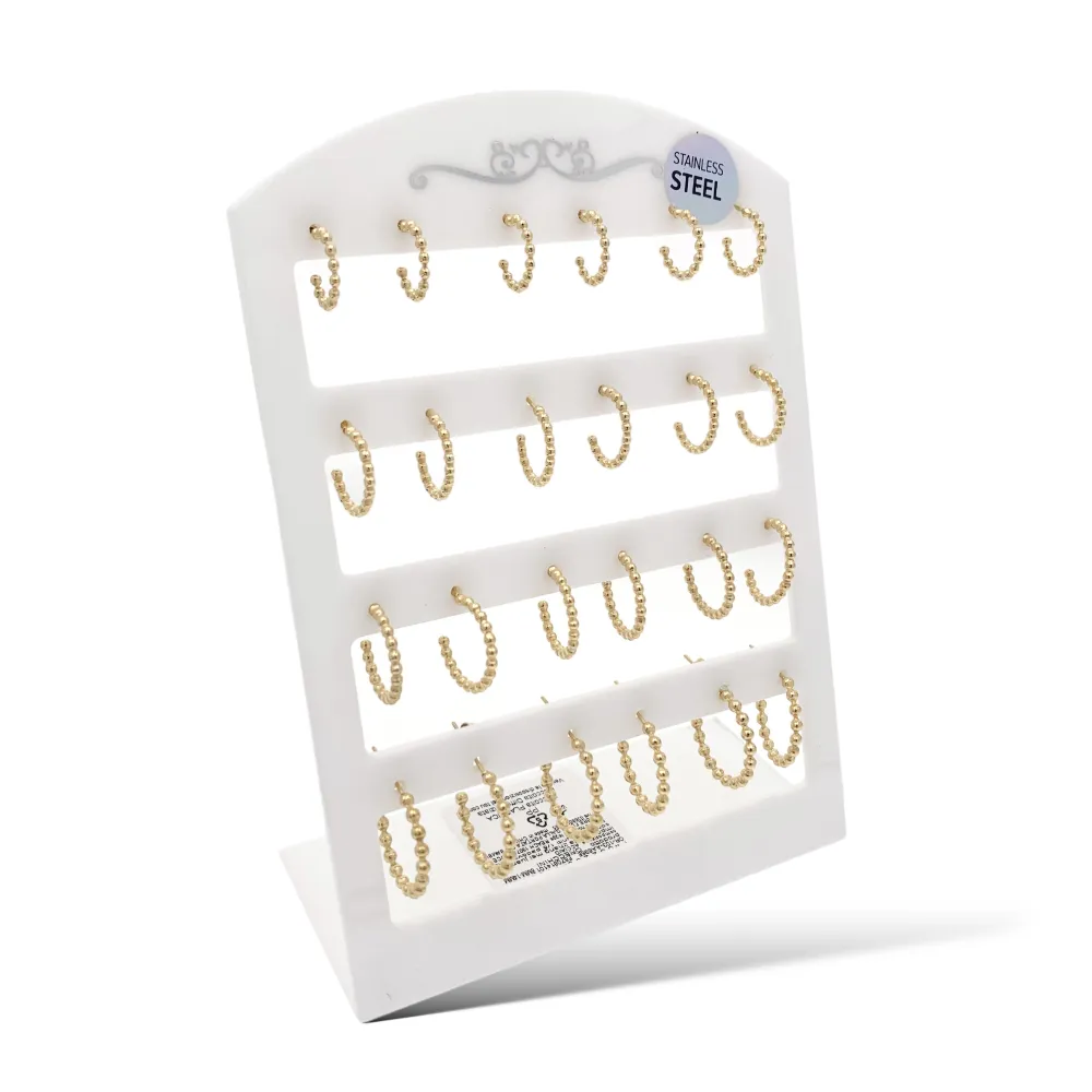 Cerchio Scalare Pallina 8-10-12-14mm-12Paia Orecchini in Acciaio - OPA-103-AA696E 8-10-12-14mm