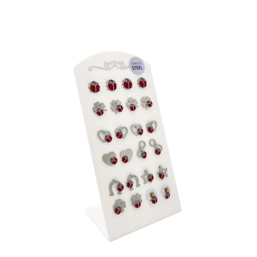 Coccinella Mix-Orecchini a Lobo in Acciaio - OPA-103-AA895E