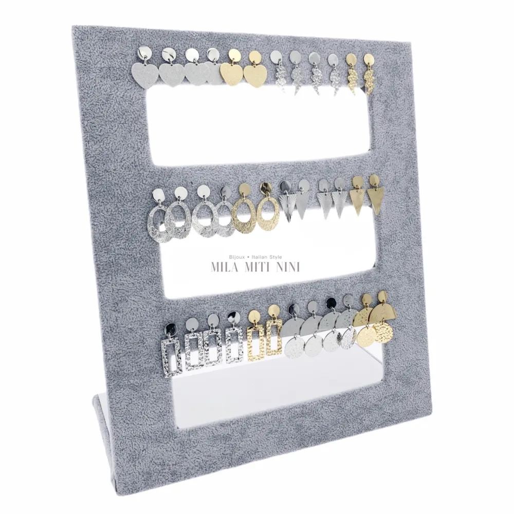 OPA7741-Pendenti Misto-18 Paia Orecchini in Acciaio + Espositor - OPA104-SD-139-Pendenti Misto-18 Paia Orecchini in Acciaio