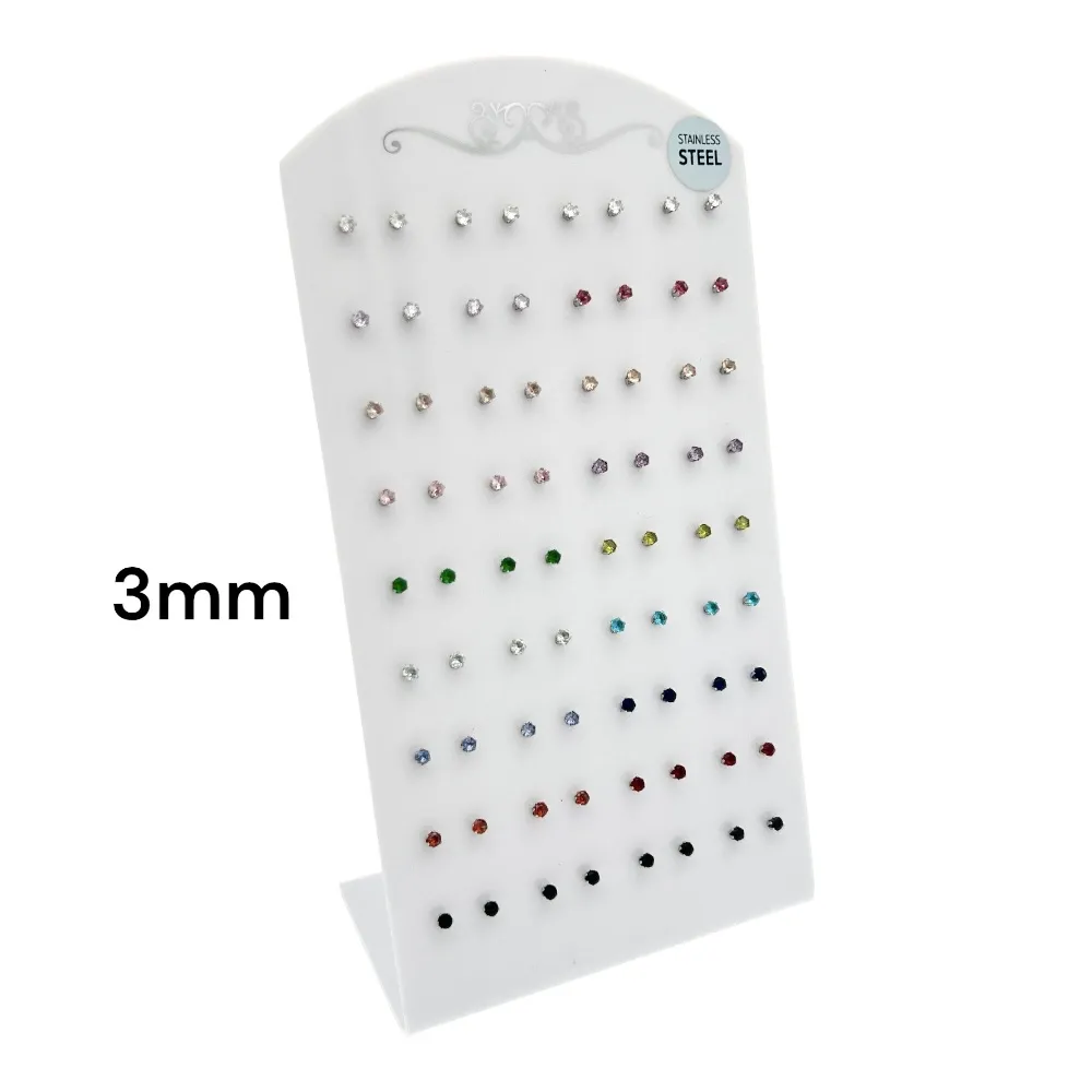 Punto Luce 3mm 6Griffe-36Paia Orecchini in Acciaio - OPA-107-87 3mm