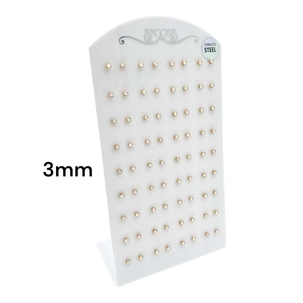 Punto Luce 3mm 6Griffe-36Paia Orecchini in Acciaio - OPA-107-87 3mm