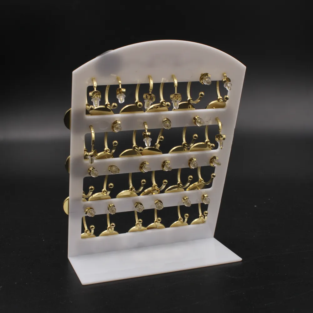 OPA-Iniziale Strass Tondo 5014- 12 Paia Orecchini in Acciaio - OPA413-0243-Iniziale Strass Tondo - 12 Paia Orecchini in Acciaio