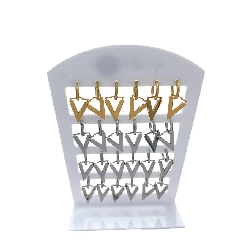 OPA450-392-Cerchio con V-12 Paia Orecchini in Acciaio - OPA-413-1055