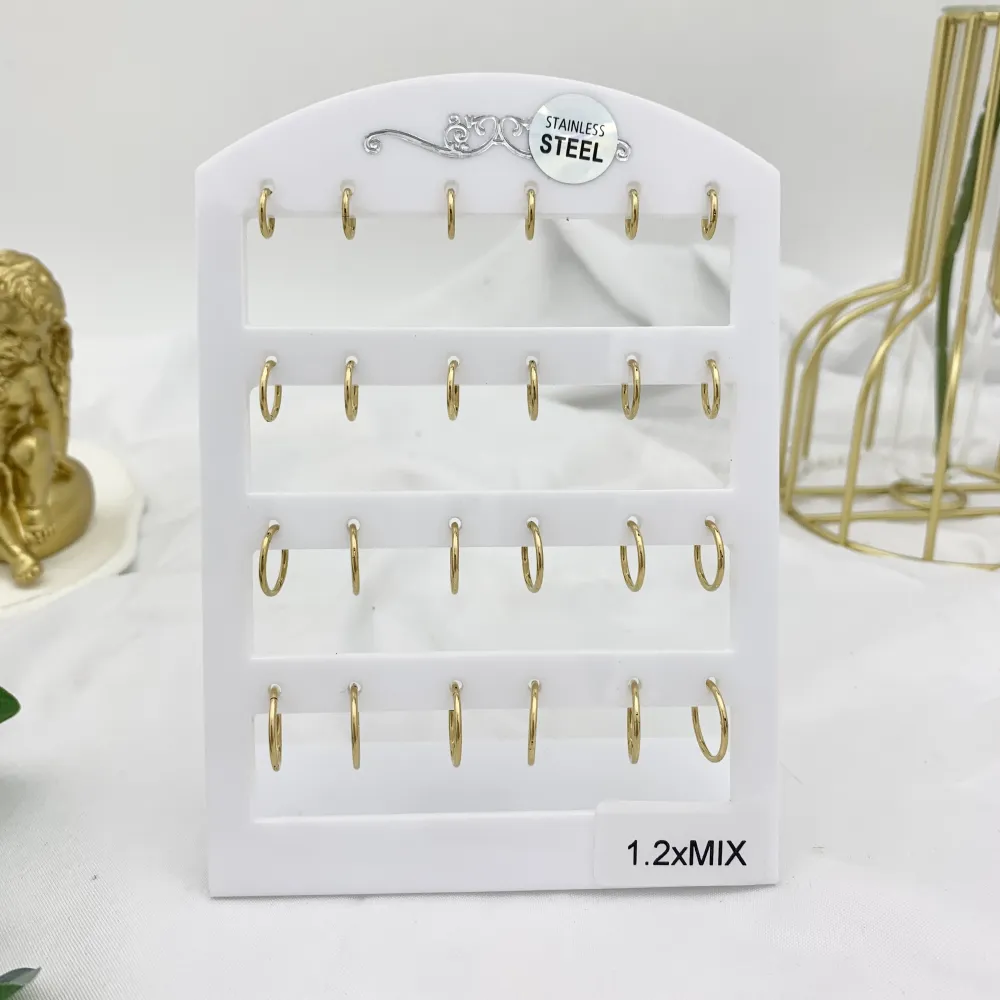 Cerchio 1.2mm Mix-12Paia Orecchini in Acciaio - OPA-450-632 1.2mm Mix