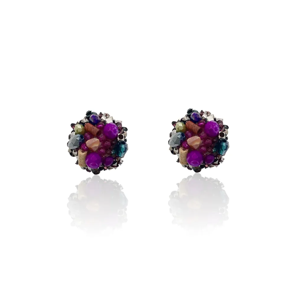 Bottone con Cristalli-36Paia Orecchini a Lobo in Acciaio - OPA-732-124