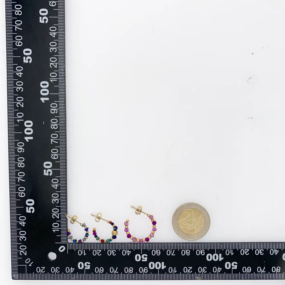 Cerchio Scalare con Cristalli-36Paia Orecchini in Acciaio - OPA-732-136