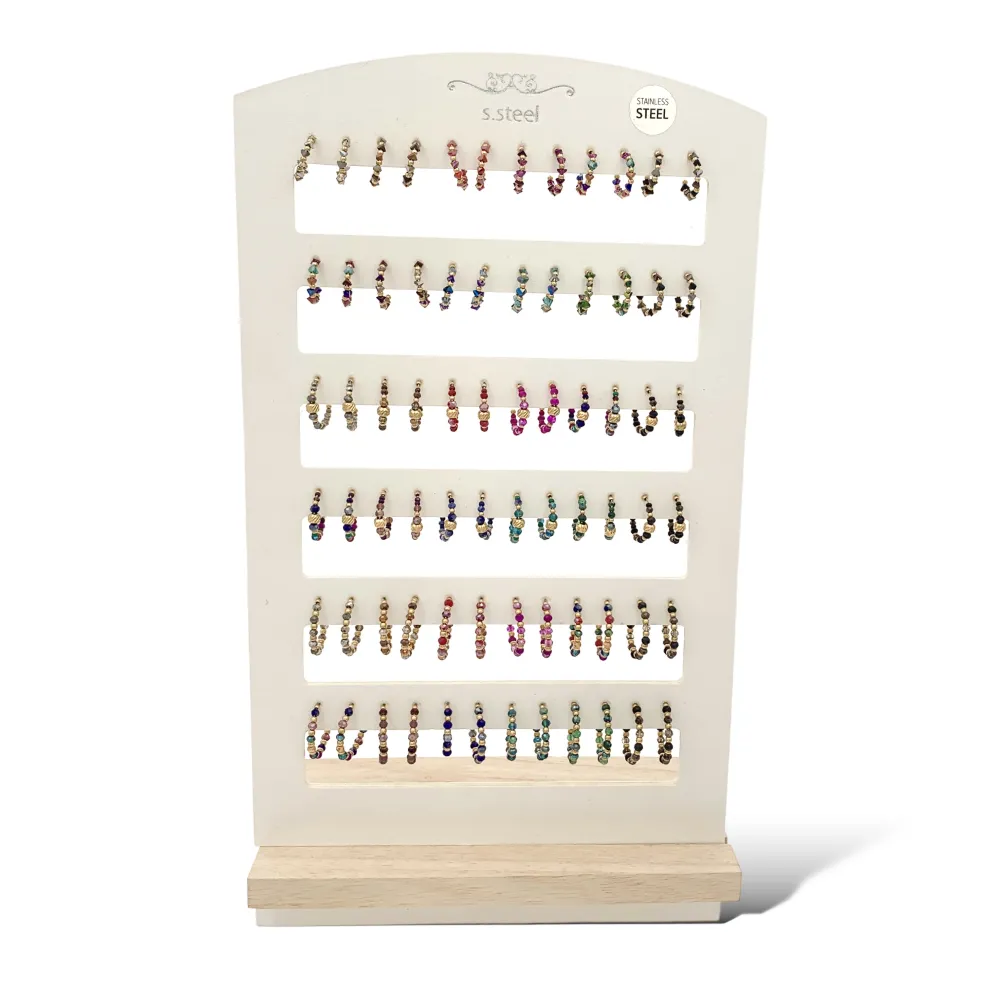 Cerchio Scalare con Cristalli-36Paia Orecchini in Acciaio - OPA-732-136