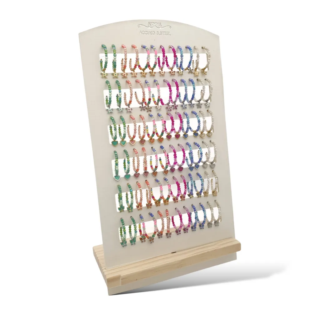 Cerchio Colorato con Pendenti Mix-36paia Orecchini in Acciaio - OPA-732-201