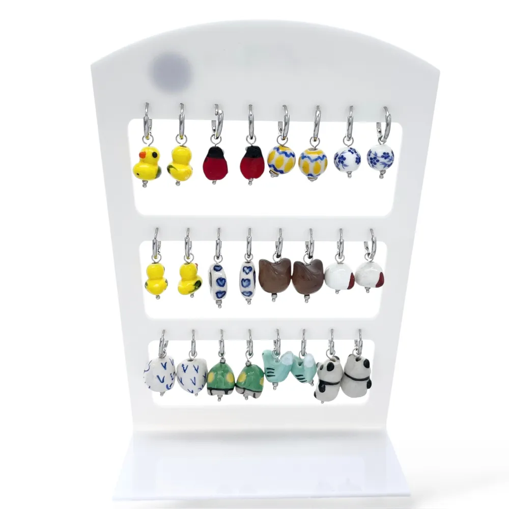 Ciondoli Mix Ceramica -12Paia Orecchini in Acciaio - OPA-762-53