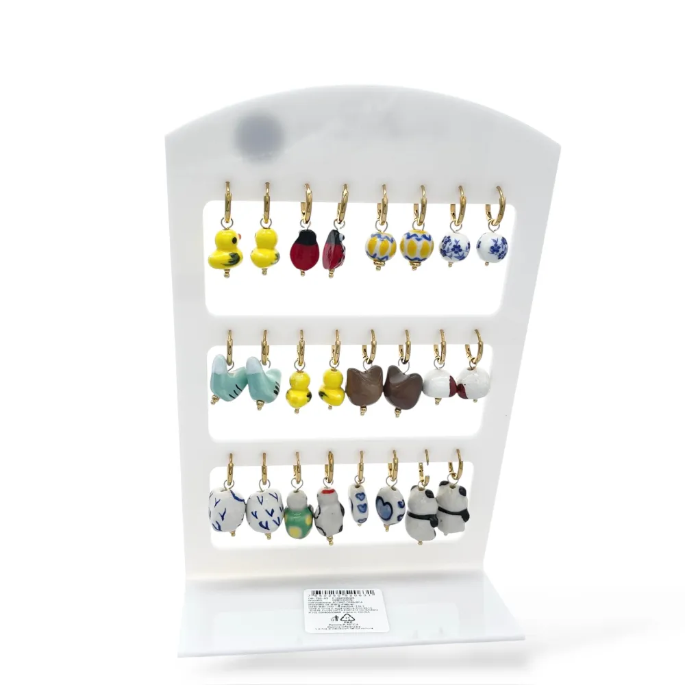 Ciondoli Mix Ceramica -12Paia Orecchini in Acciaio - OPA-762-53