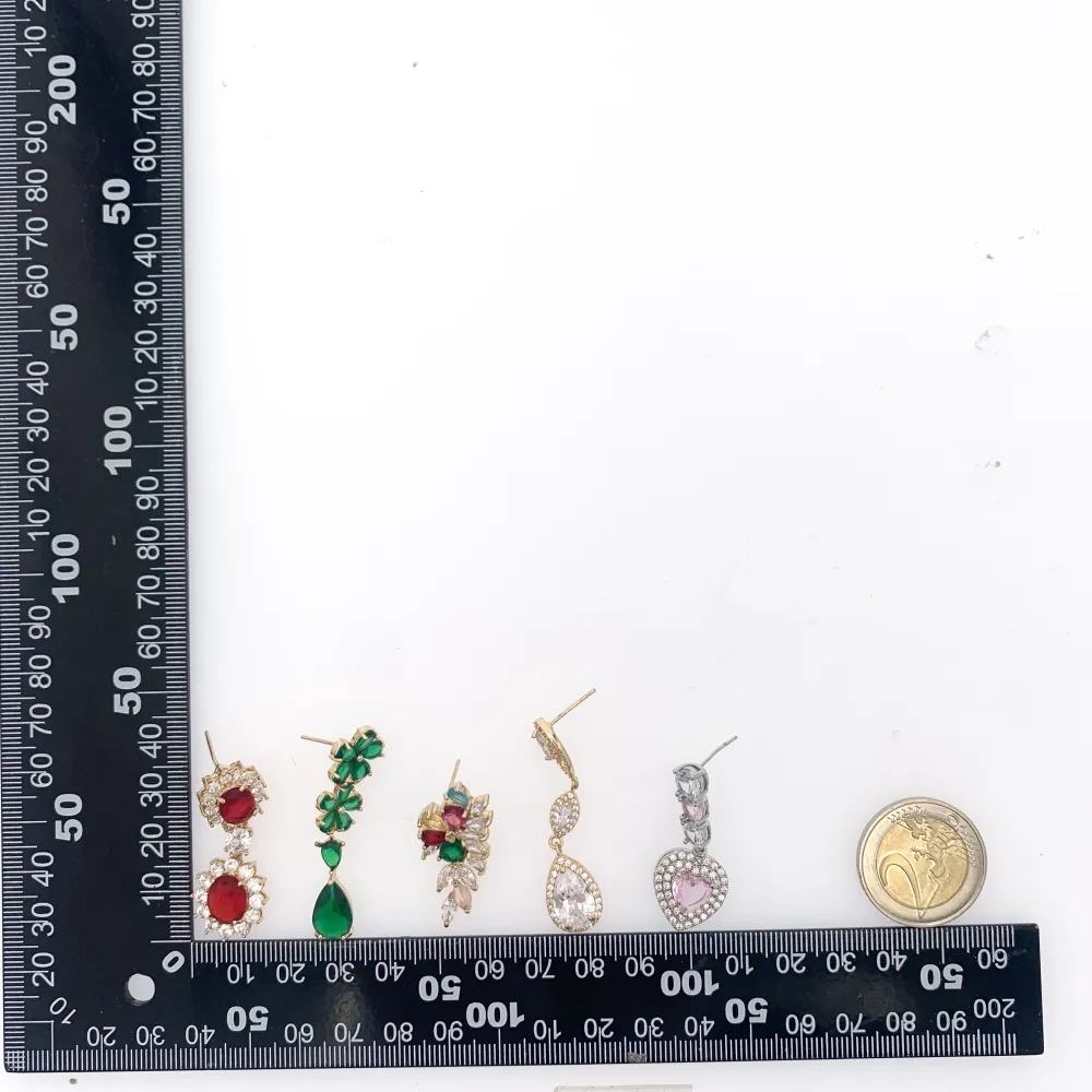 Mix Modelli Colorato-36Paia Orecchini Pendenti con Zirconia - OPM-506-244