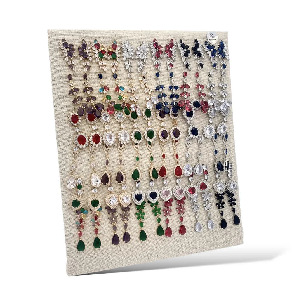 Mix Modelli Colorato-36Paia Orecchini Pendenti con Zirconia - OPM-506-244