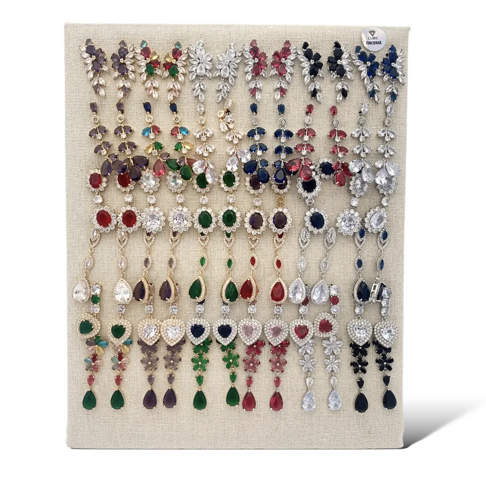 Mix Modelli Colorato-36Paia Orecchini Pendenti con Zirconia - OPM-506-244