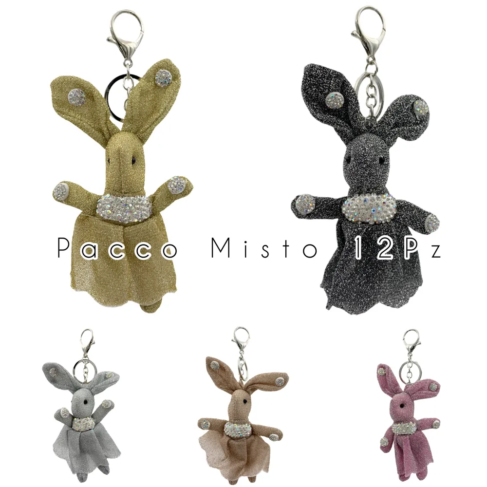 PKM6265-Coniglio Piccolo-12Pz Portachiavi Misti - PKM6265-Coniglio Piccolo-12Pz Portachiavi Misti