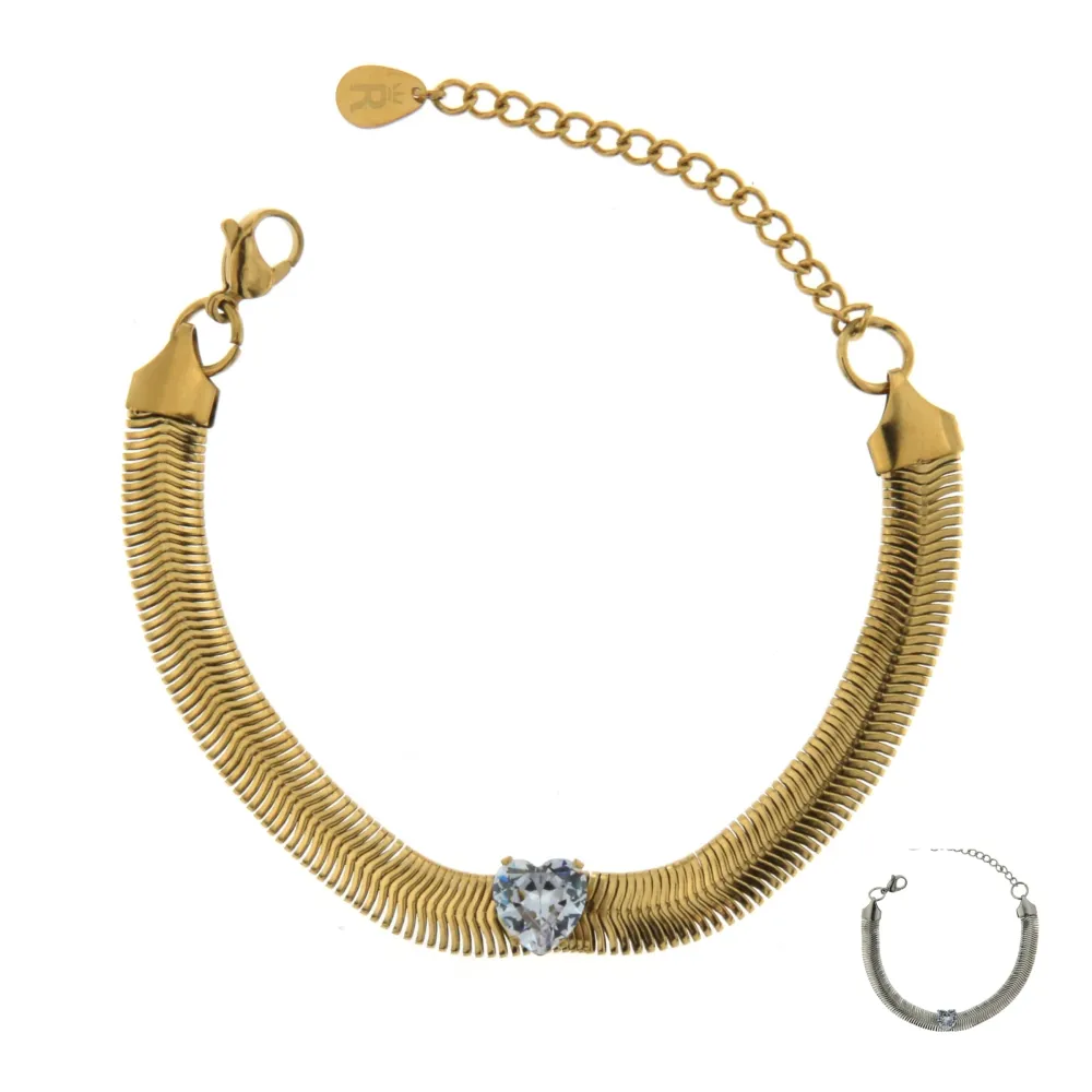 BAC6796-Serpente Cuore-Bracciale con Chiusura in Acciaio_2