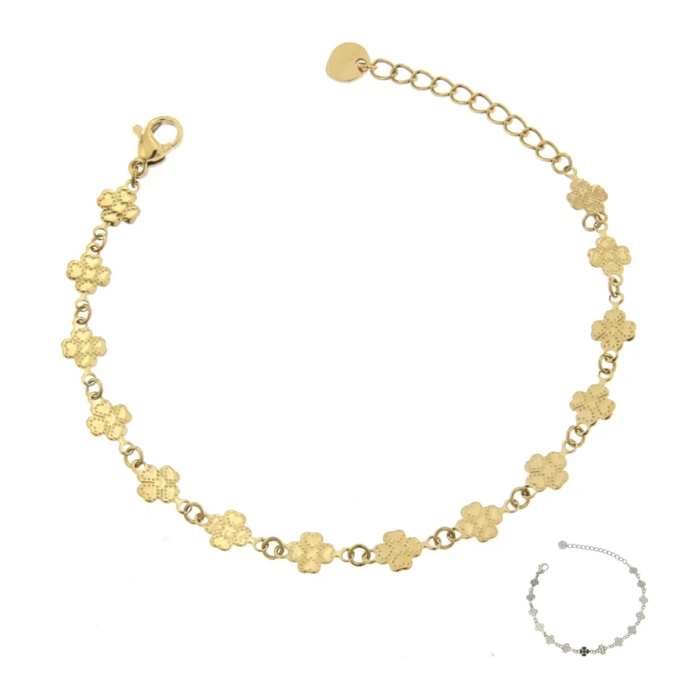 BAC6798-Catena Quadrifoglio-Bracciale con Chiusura in Acciaio_2