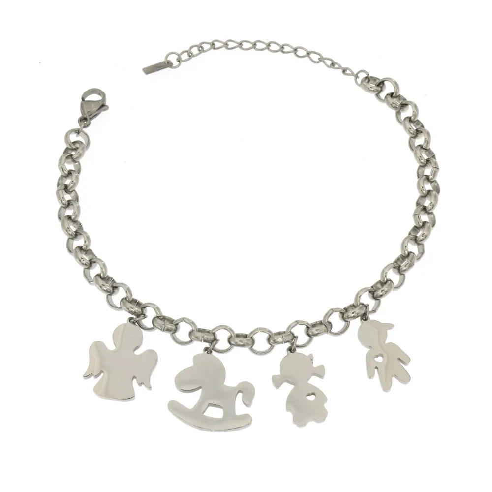 BAC-Bimbo e Bimba 5387 - Bracciale in Acciaio con Chiusura_Argento_1