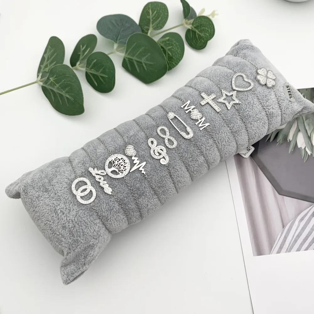 BPA7653-Soggetti Mix con Strass-12 Pz Bracciali in Acciaio_2