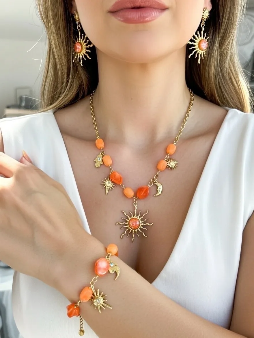 Sole Luna-Collana Corta in Acciaio - CL-794-38