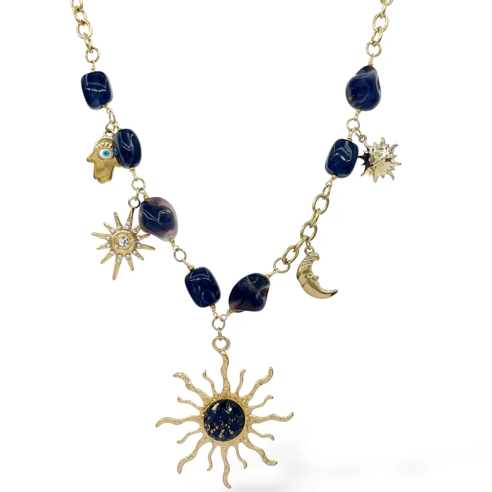 Sole Luna-Collana Corta in Acciaio - CL-794-38