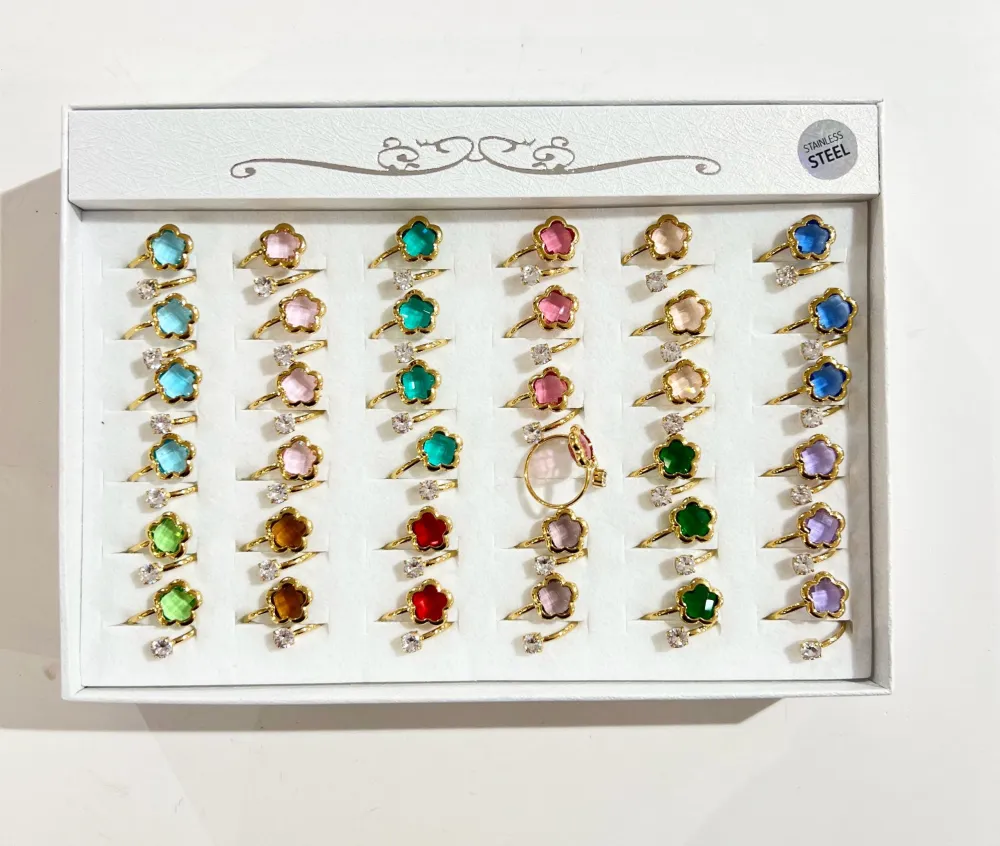 Fiore-36pz Anelli Regolabili in Acciaio - AN-103-AA6756R 10mm