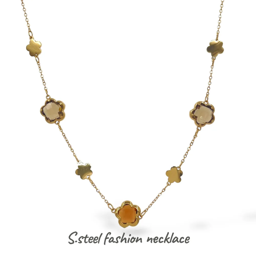 Fiore-Collana Corta in Acciaio - CL-103-AA6753N 10mm 40+5cm