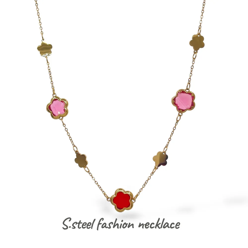 Fiore-Collana Corta in Acciaio - CL-103-AA6753N 10mm 40+5cm