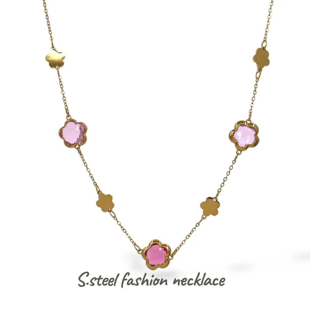 Fiore-Collana Corta in Acciaio - CL-103-AA6753N 10mm 40+5cm