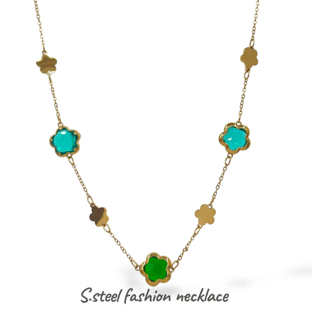 Fiore-Collana Corta in Acciaio - CL-103-AA6753N 10mm 40+5cm