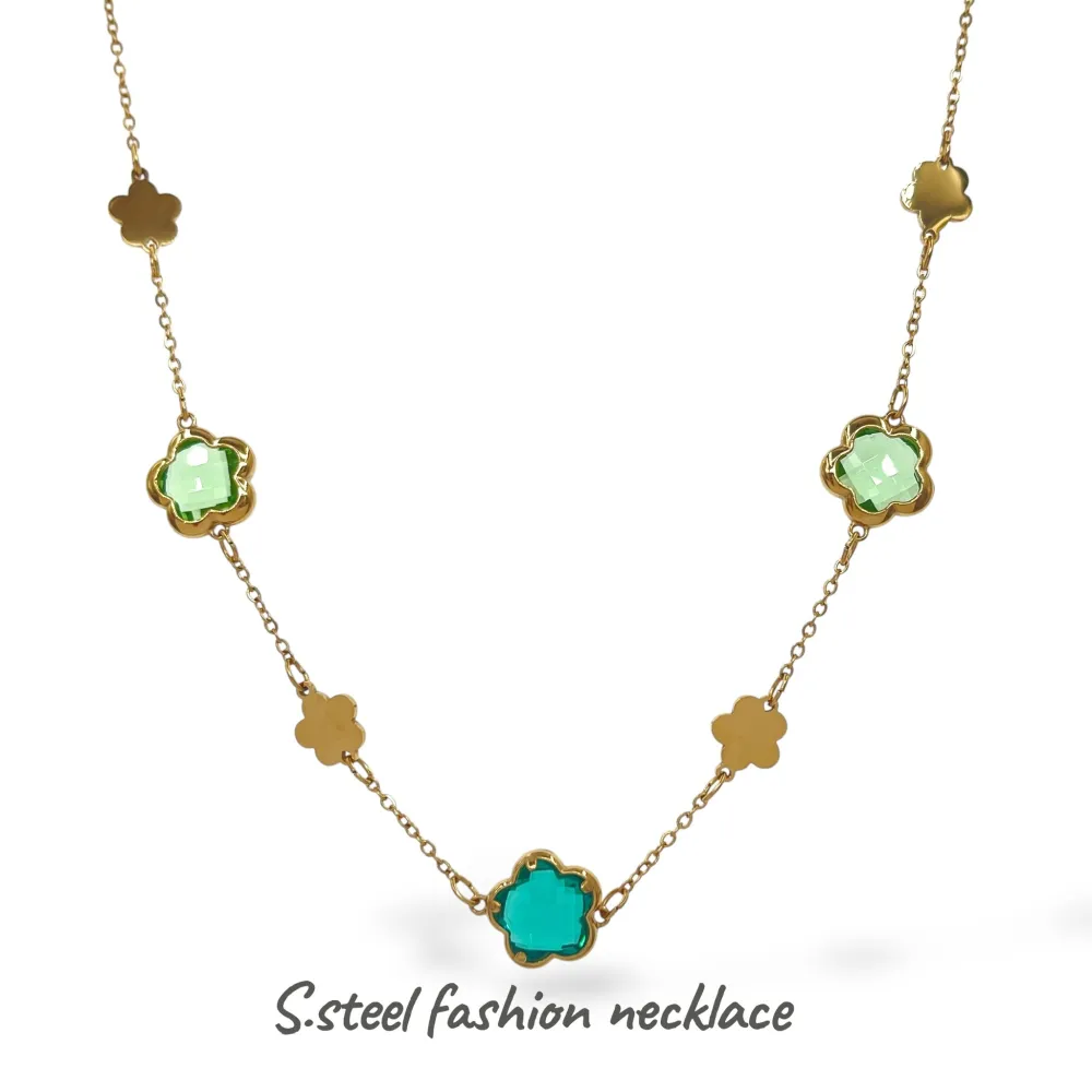 Fiore-Collana Corta in Acciaio - CL-103-AA6753N 10mm 40+5cm