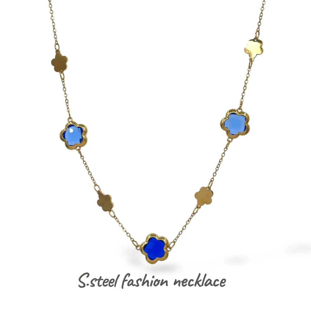 Fiore-Collana Corta in Acciaio - CL-103-AA6753N 10mm 40+5cm