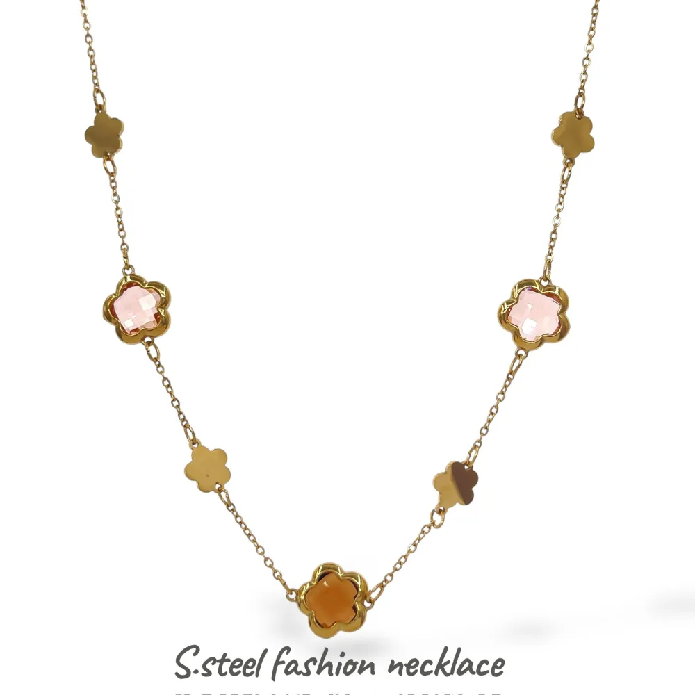 Fiore-Collana Corta in Acciaio - CL-103-AA6753N 10mm 40+5cm