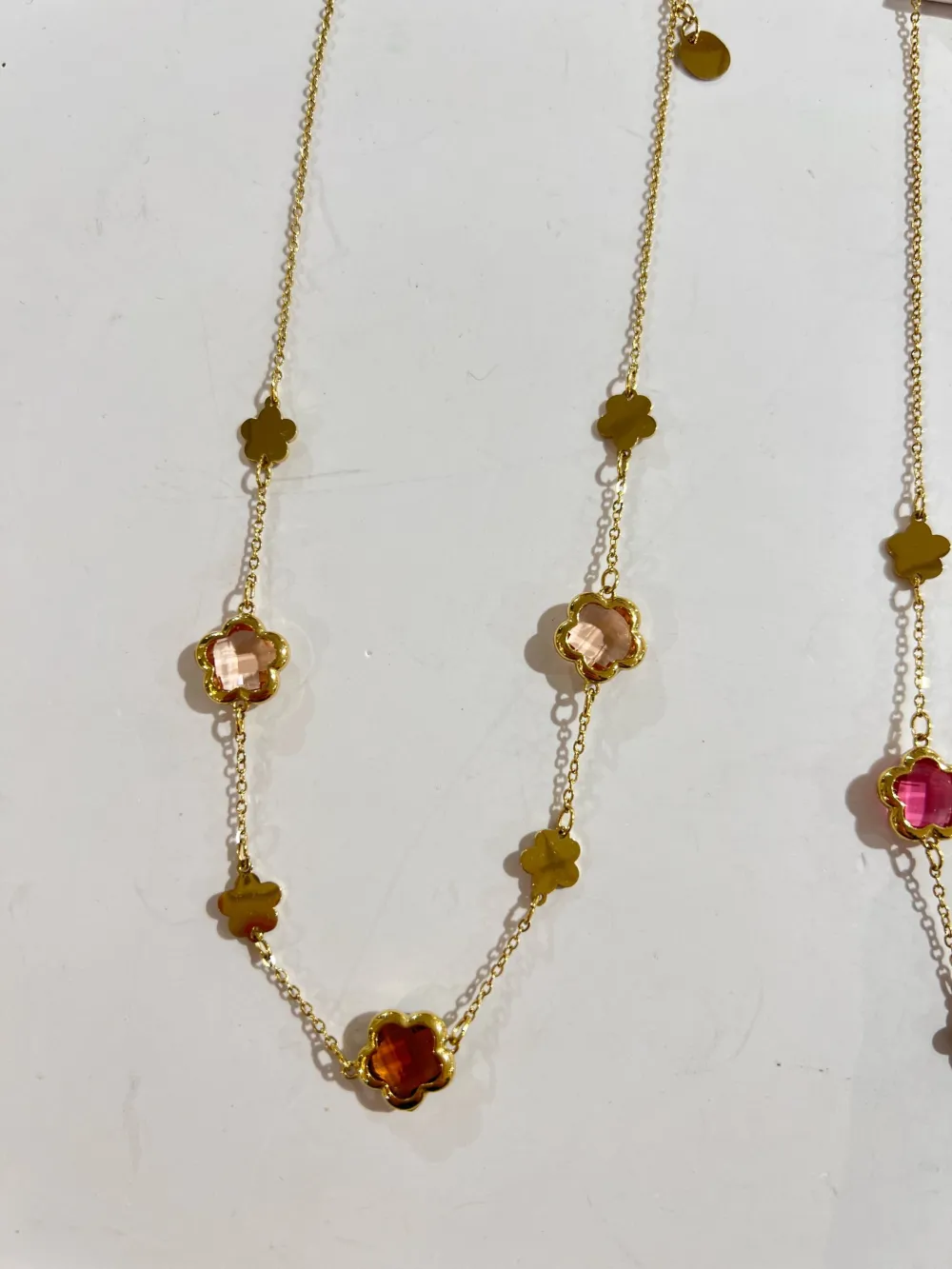 Fiore-Collana Corta in Acciaio - CL-103-AA6753N 10mm 40+5cm