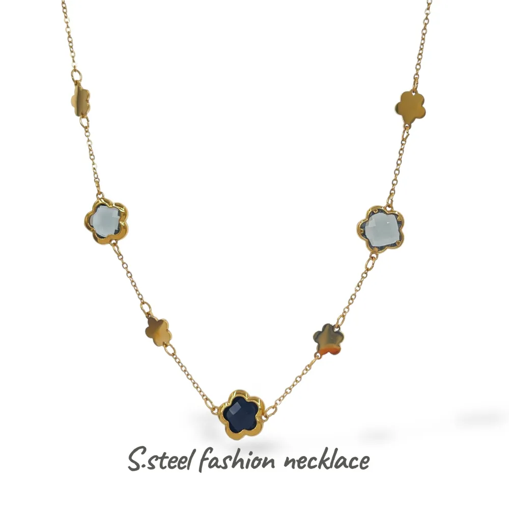 Fiore-Collana Corta in Acciaio - CL-103-AA6753N 10mm 40+5cm