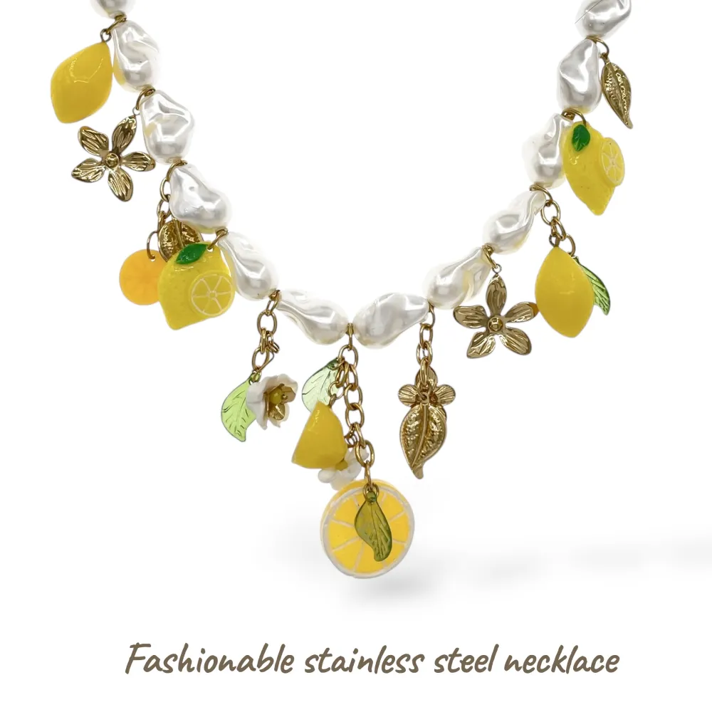 Limone Fiore-Collana Corta in Acciaio - CL-732-534