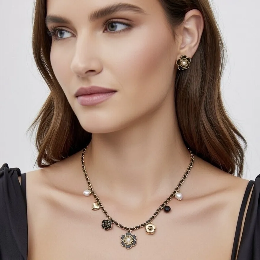 Fiore Perla  -Collana Corta in Acciaio - CL-794-62