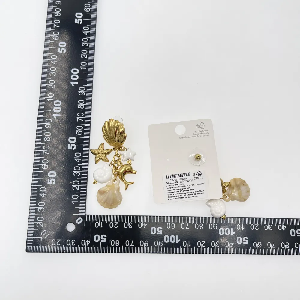 Stella Marina Delfino Conchiglia-Orecchini in Acciaio - OR-732-524