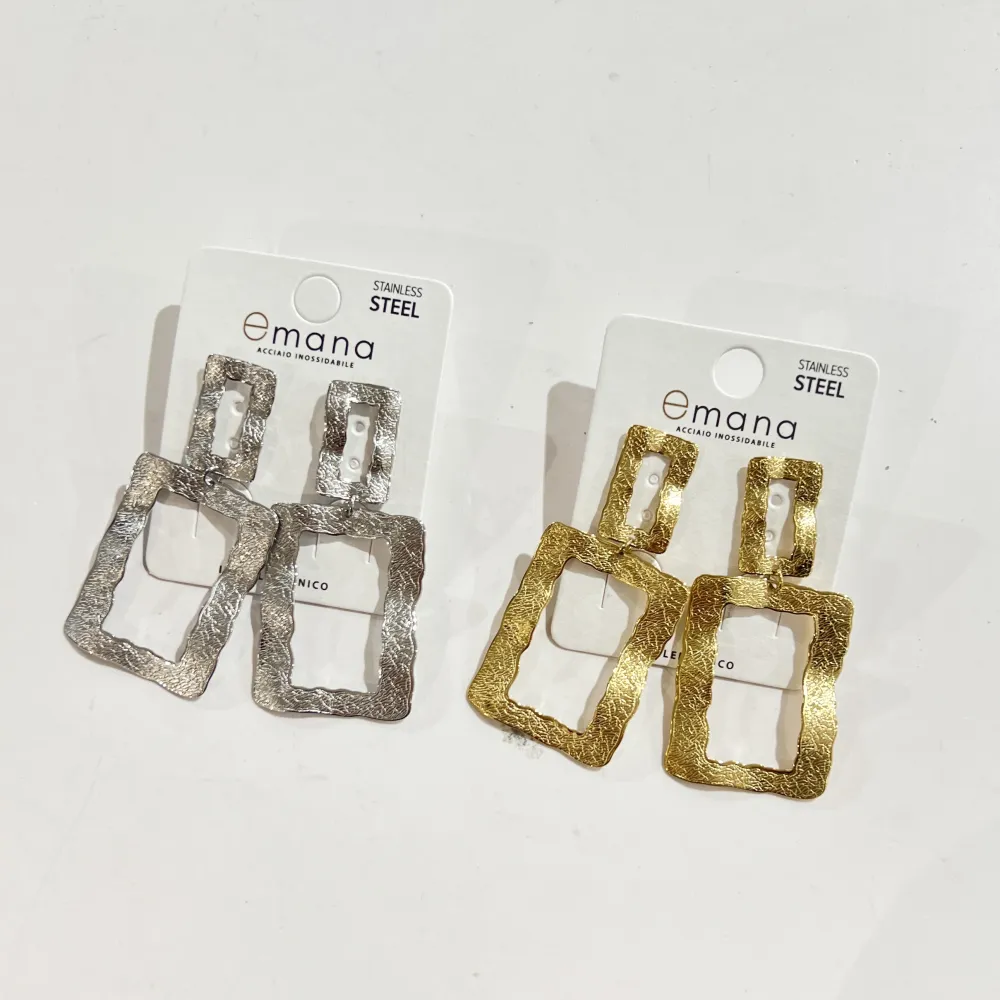 Cerchio Rettangolare-Orecchini in Acciaio - OR-103-AA6373E