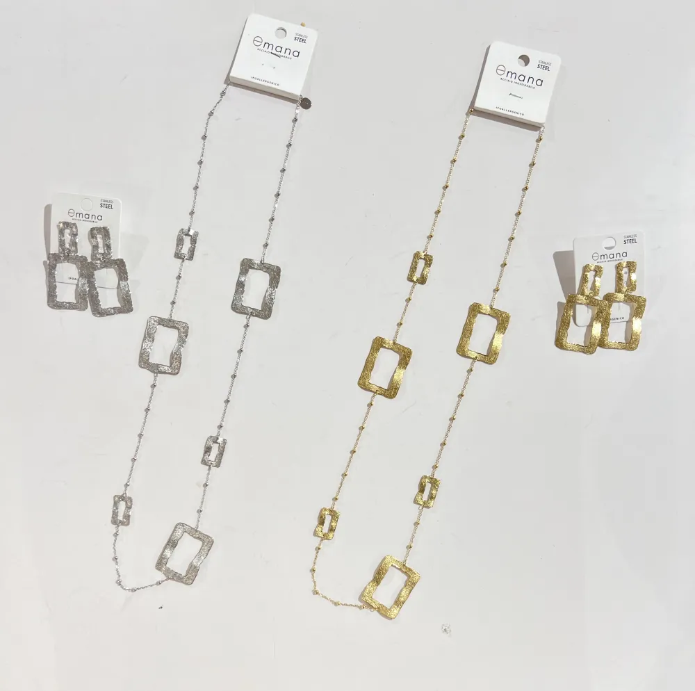 Catena Rettangolare -Collana Lunga in Acciaio - CL-103-AA6374N