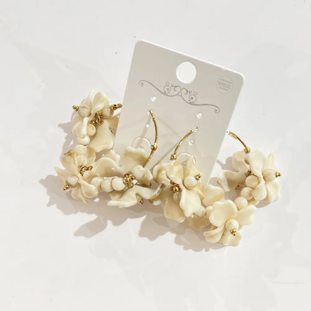 Cerchio con Fiore-Orecchini in Acciaio - OR-732-613