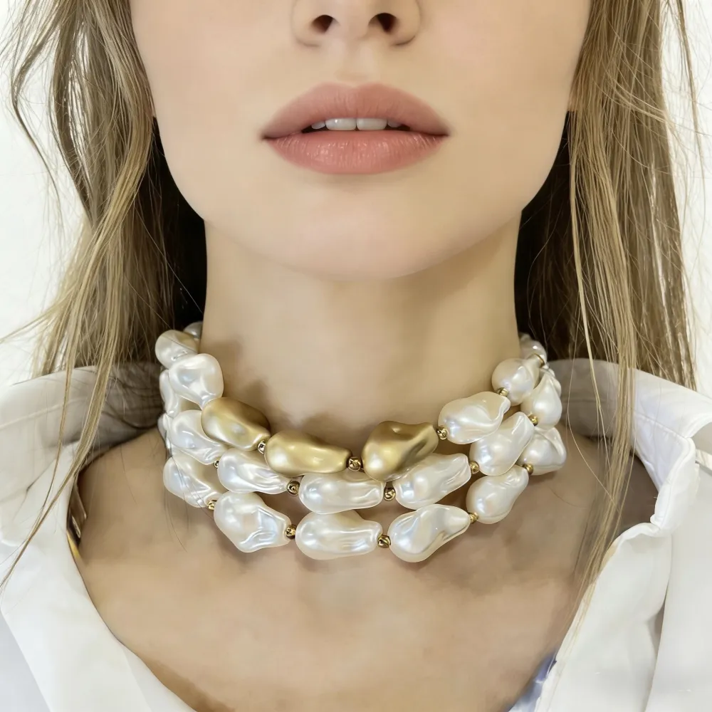 Multifilo Perline-Collana Corta con Perla - CL-732-487k