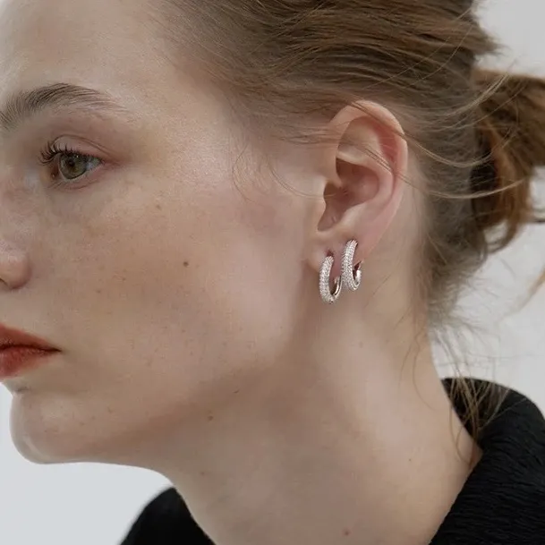 Cerchi a Scalare 7-8-9mm con zirconi-24pz Orecchini in Acciaio - OR-103-AA4657E/7-11MM