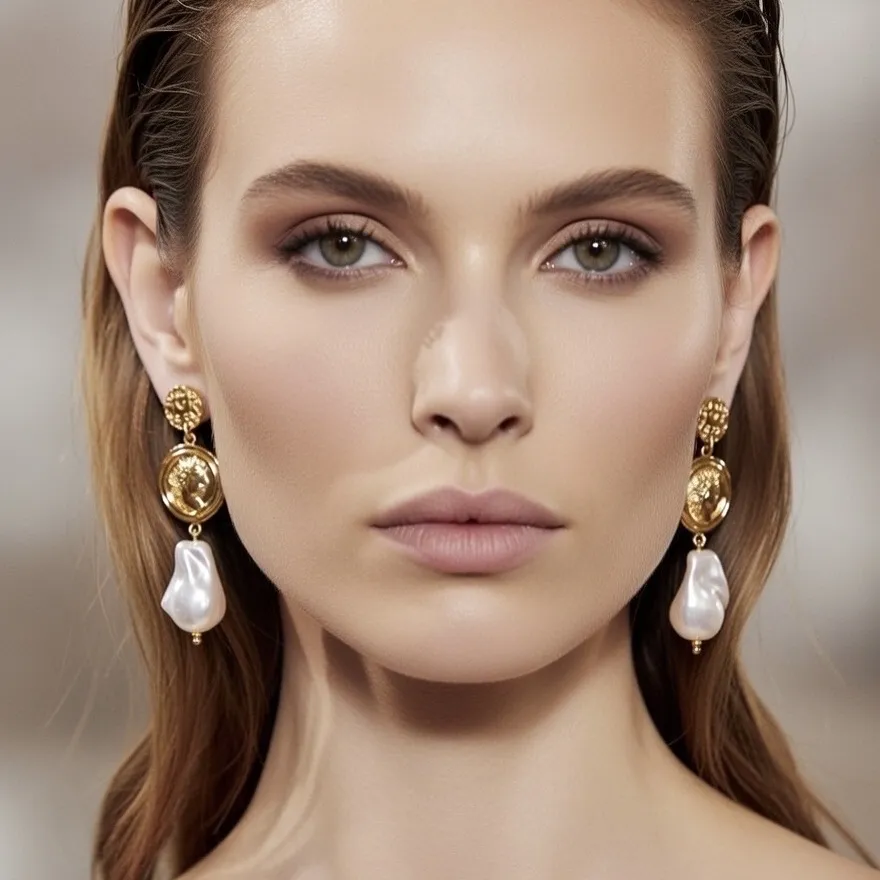 Moneta donna Perla-Orecchini in Acciaio - OR-732-491