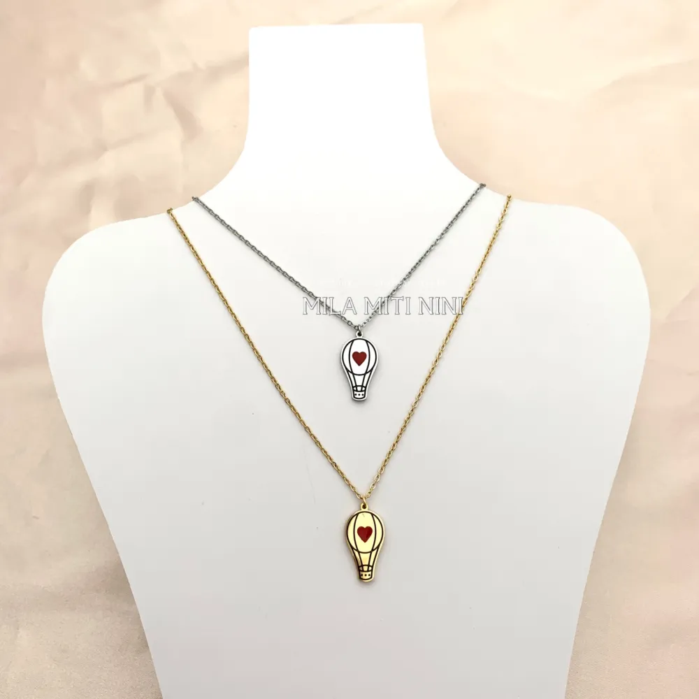 CAC413-1682-Mongolfiera-Collana Corta in Acciaio_2