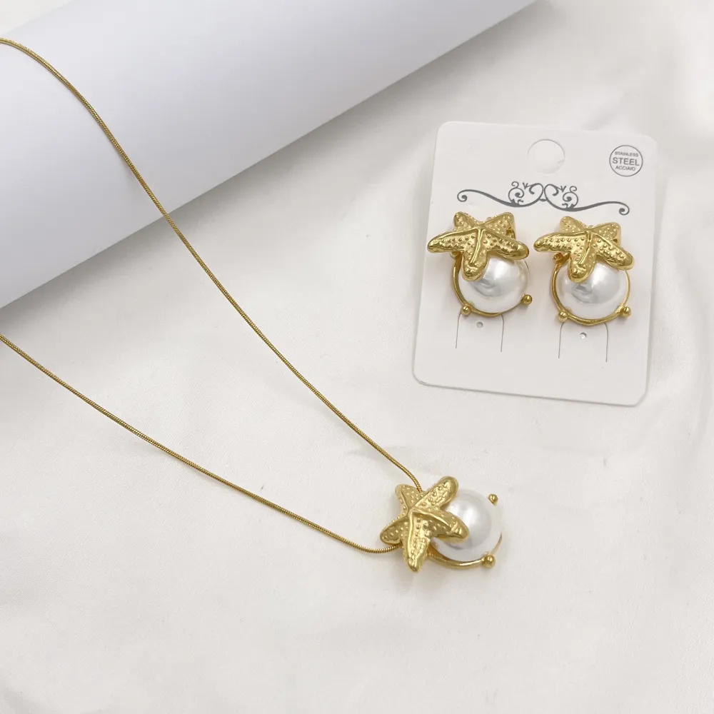 Perla Stella Marina-Collana Corta in Acciaio - CL-783-51