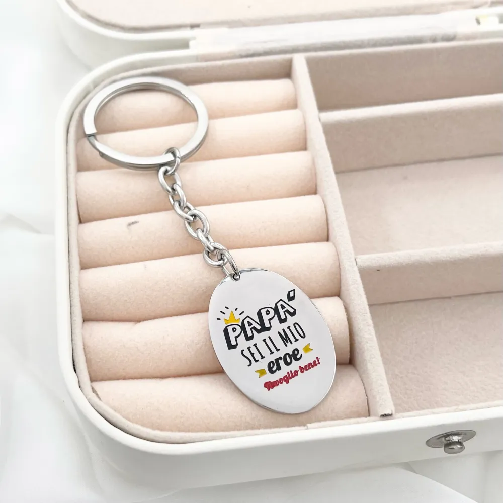 Papà sei il mio eroe ti voglio bene- Portachiave in Acciaio - PO-413-136